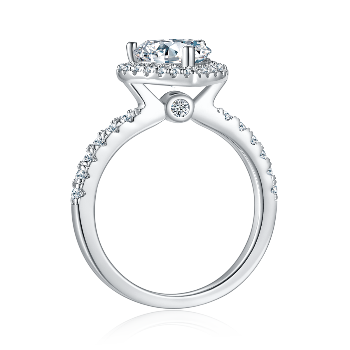 Light luxury heart-shaped S925 silver plated white gold moissanite diamond women's ring 2.0 carats D-grade